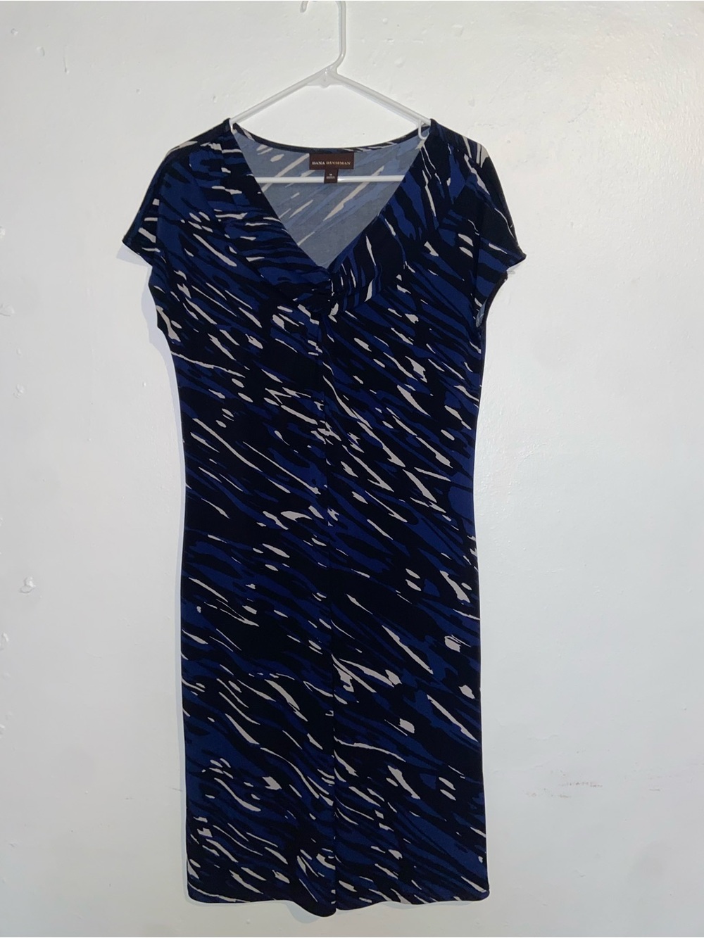 Dana Buchman Mod‎ Maximalist Corpcore Twee Navy & Cobalt Patterned Midi Dress